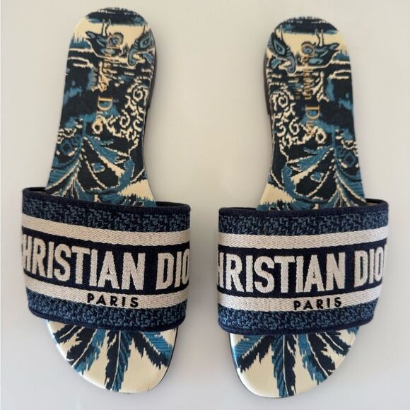 Dior Shoes - Christian Dior Dway Sandals Size EU 36 US 6
Embroidered Indigo Blue Slides Shoes
